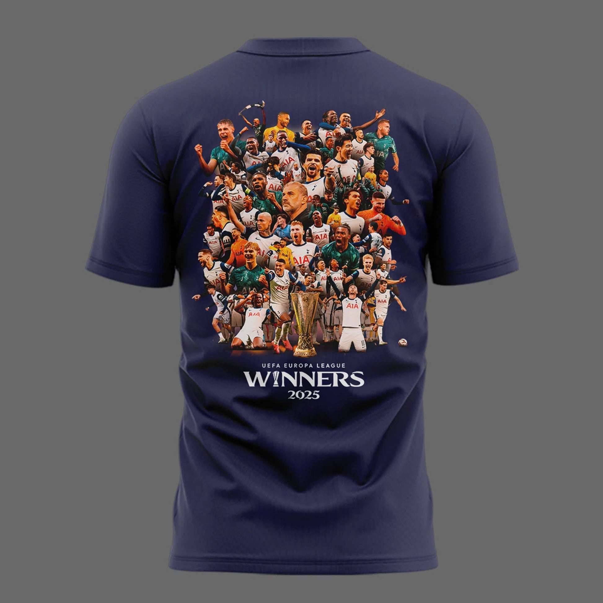 Special New Tottenham Hotspur Europa League 2025 Winners Navy Team Logo T-Shirt