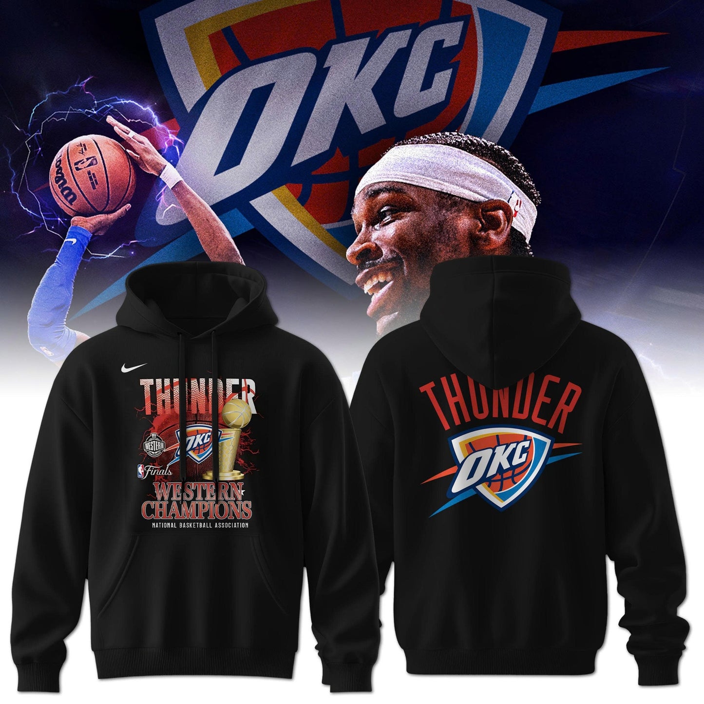 Oklahoma City Thunder 2025 Western Conference Champions Locker Room Hoodie