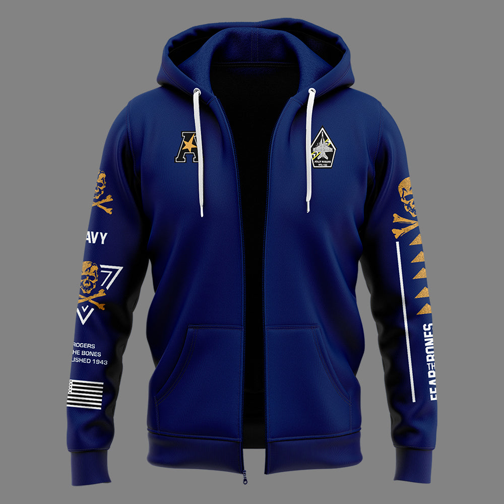 Special Navy Football Zip Hoodie 2024 Navy Game Uniform